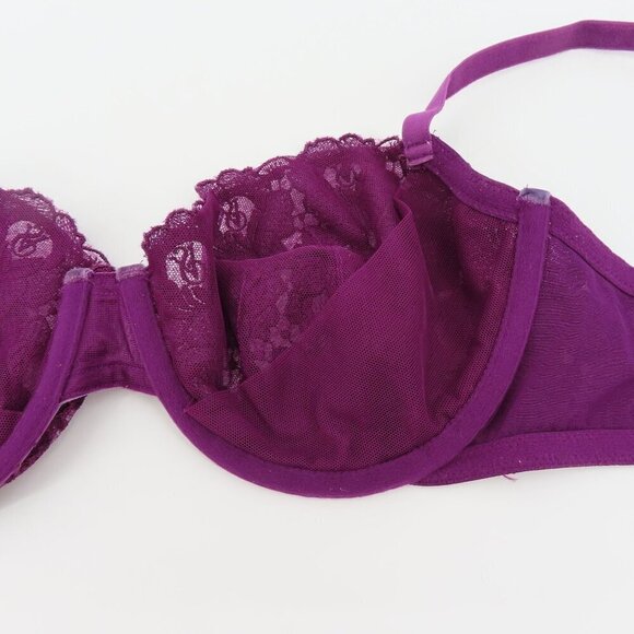 Victorias Secret 36C Bra Very Sexy Push Up Purple Lace Velvet Underwired Unlined - Picture 10 of 15